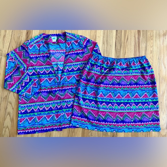 Vintage 90s Two Piece Skirt Set *3X* SG SPORT Midi Skirt and Blazer Suit - Picture 1 of 7